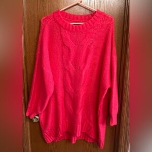 Aerie Hot Pink One Cable Tunic Sweater Size XL